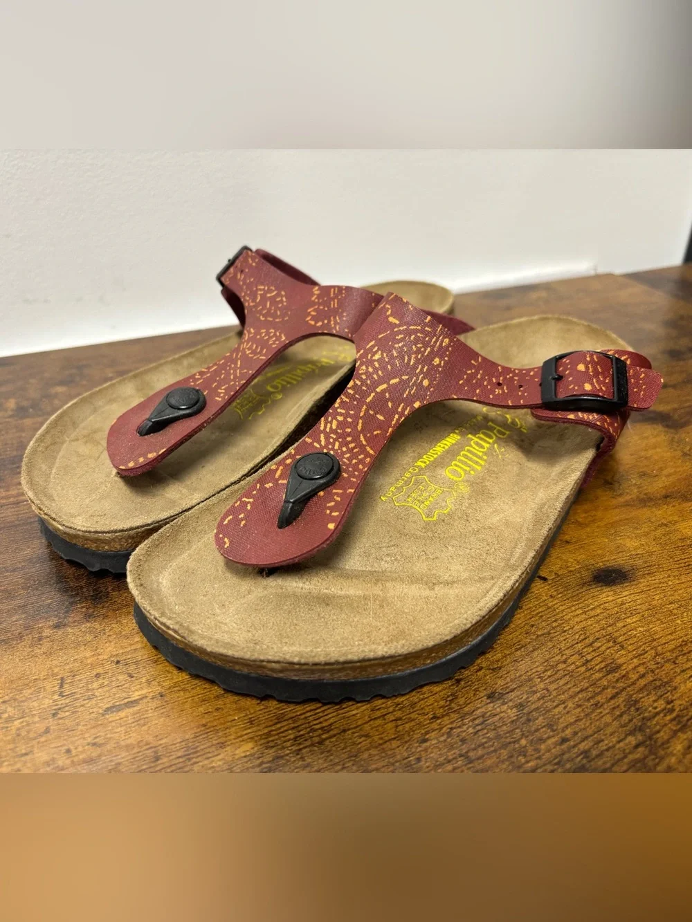 PAPILLO BIRKENSTOCK Gizeh Burgundy Boho Thong Sandals Women’s Size 7